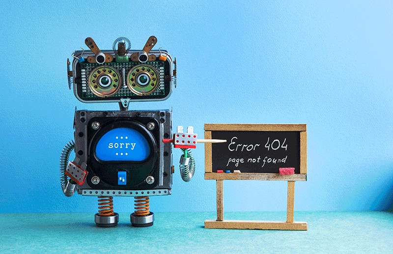 Little Robot on a 404 Error Page